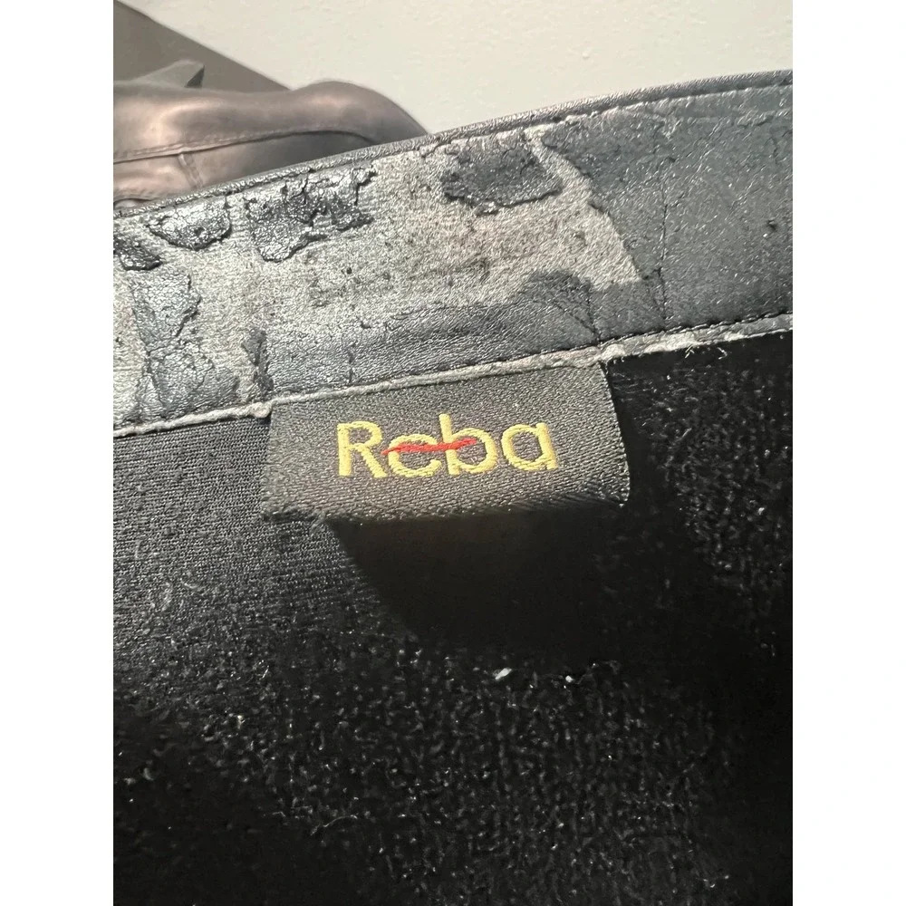 Reba Women's Black Leather Knee-High Boots Size‎ 6.5M Block Heel Zipper